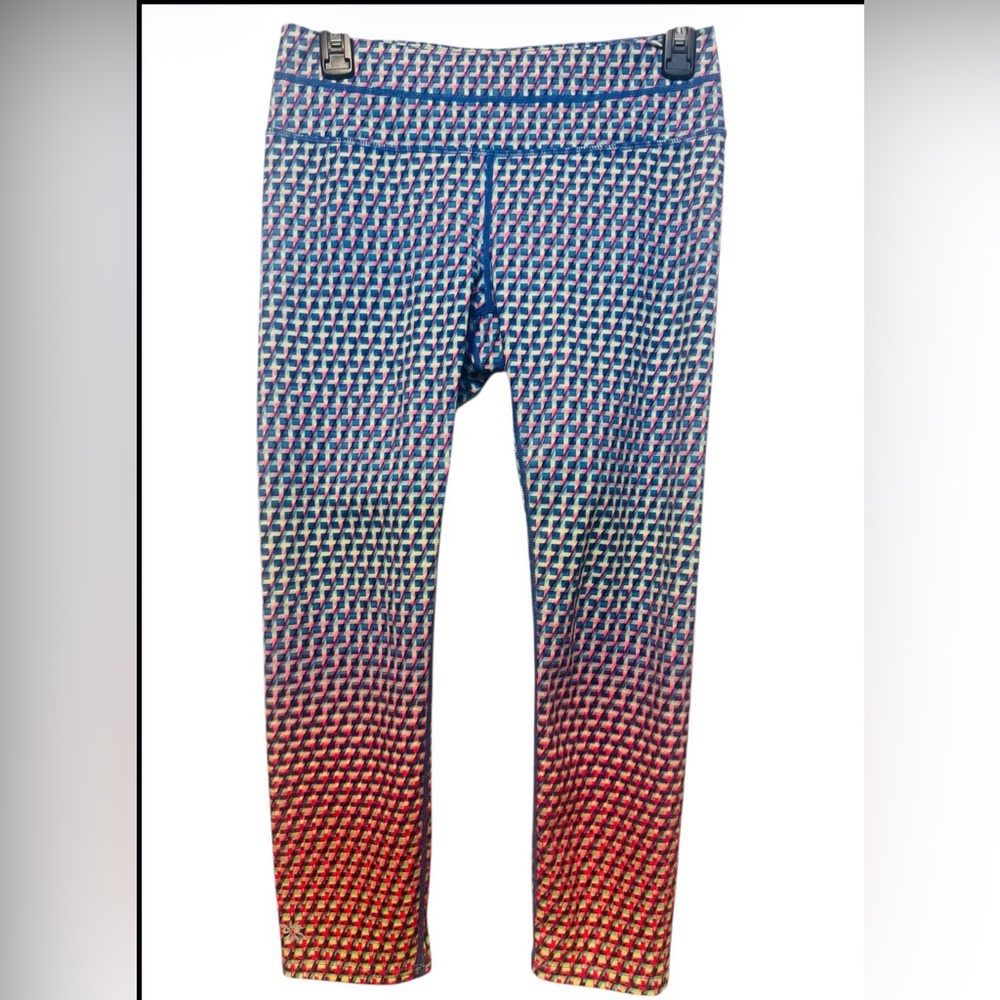 Athleta Ladies Geometric Leggings - Blue, Pink, White